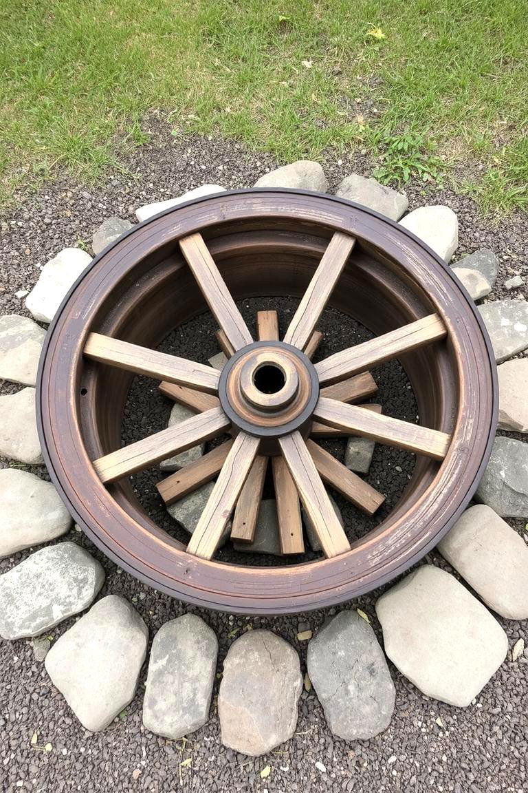 Charming Old Wagon Wheel Fire Pit - 24 Rustic Fire Pit Ideas