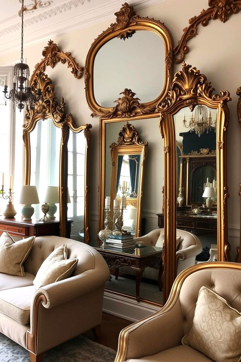 Charming Ornate Mirrors - 24 Parisian-style Living Room Ideas