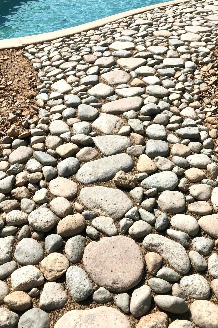 Charming Pebble Path - 24 Pool Walkway Ideas