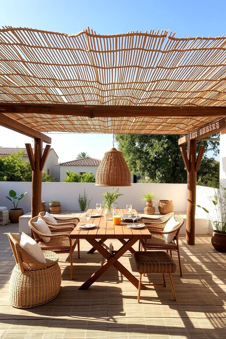 Charming Reed Mats - 24 Pergola Cover Ideas