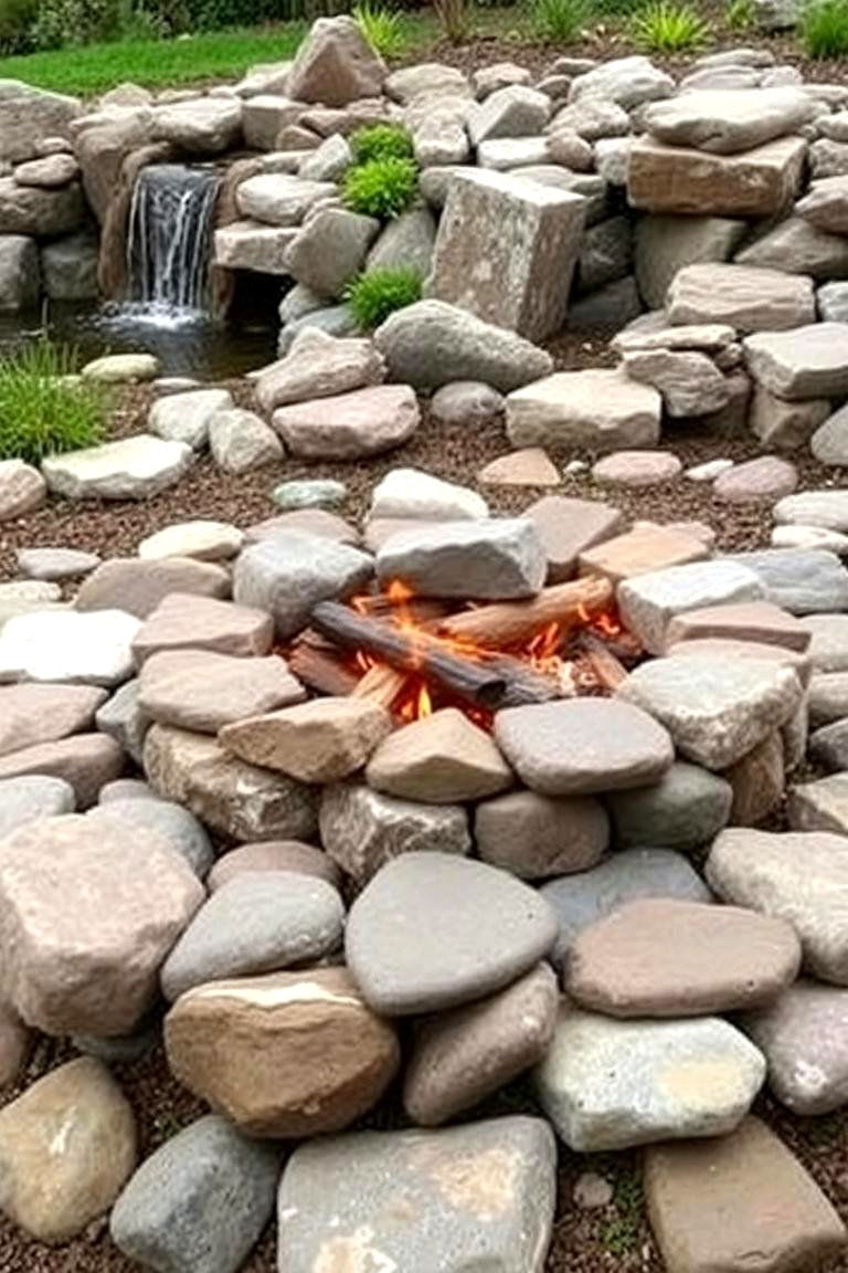Charming River Rock Fire Pit - 24 Rustic Fire Pit Ideas