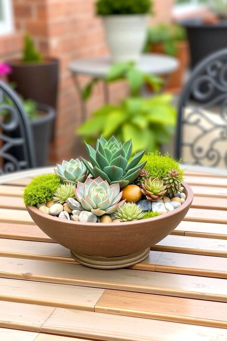Charming Tabletop Garden Centerpiece - 24 Patio Garden Ideas