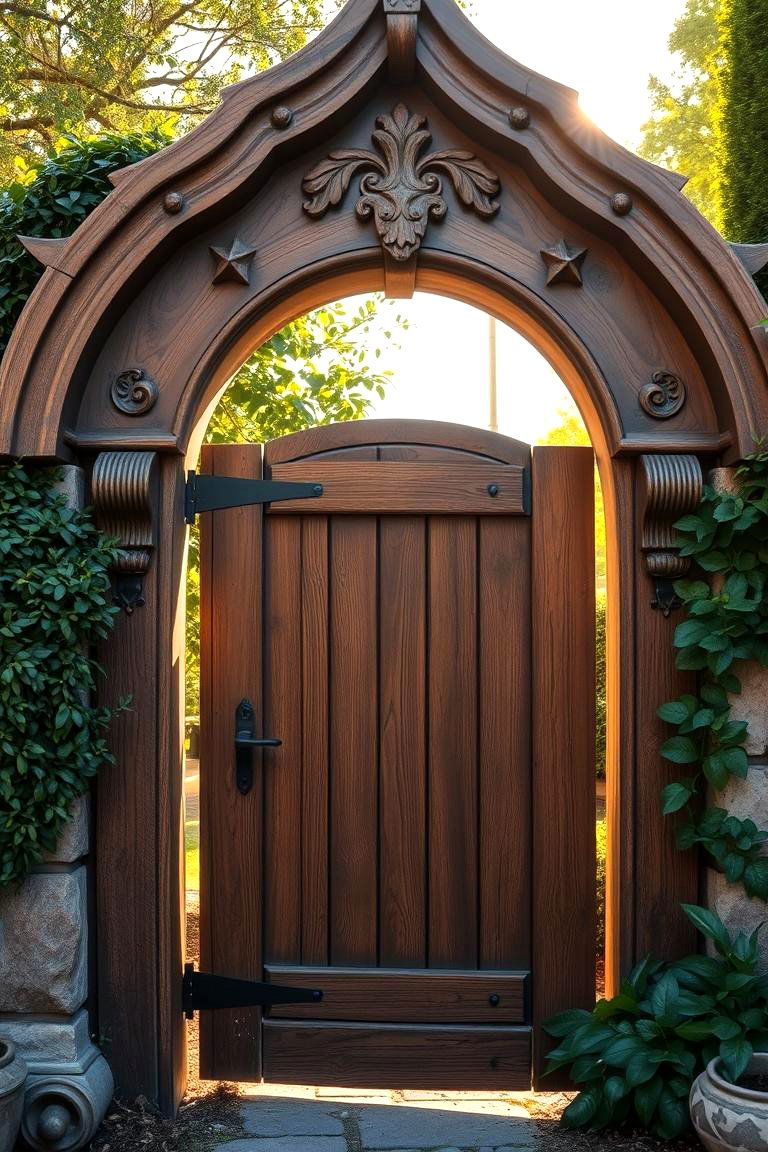 Charming Wooden Arched Gate - 24 garden gate ideas