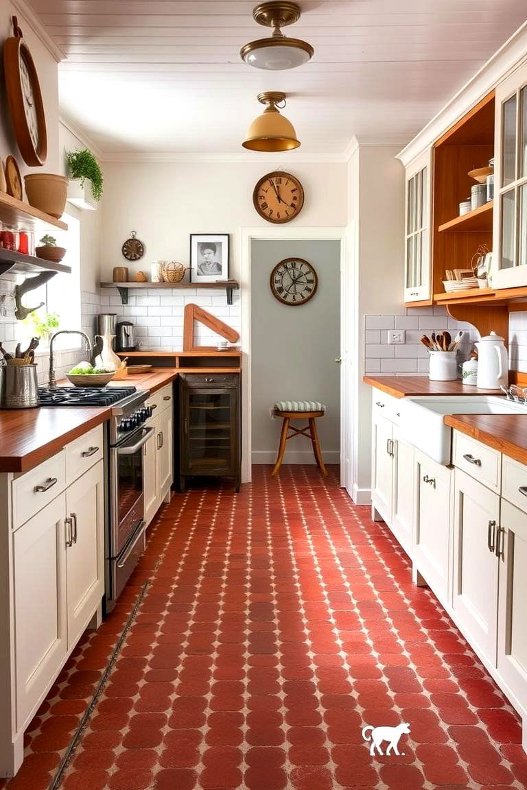 Charming and Rustic Brick - 24 Kitchen Flooring Ideas