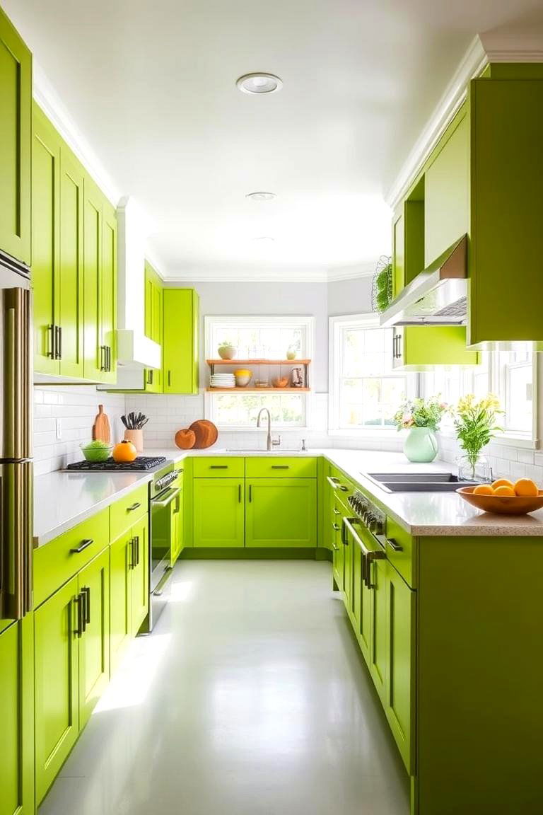 Chartreuse Cabinets for a Bold Energizing Kitchen - 24 Green Kitchen Cabinet Ideas