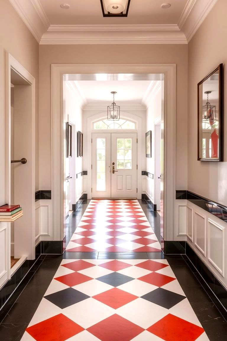 Checkerboard Contrast Tiles - 24 Small Entryway Tile Floor Ideas