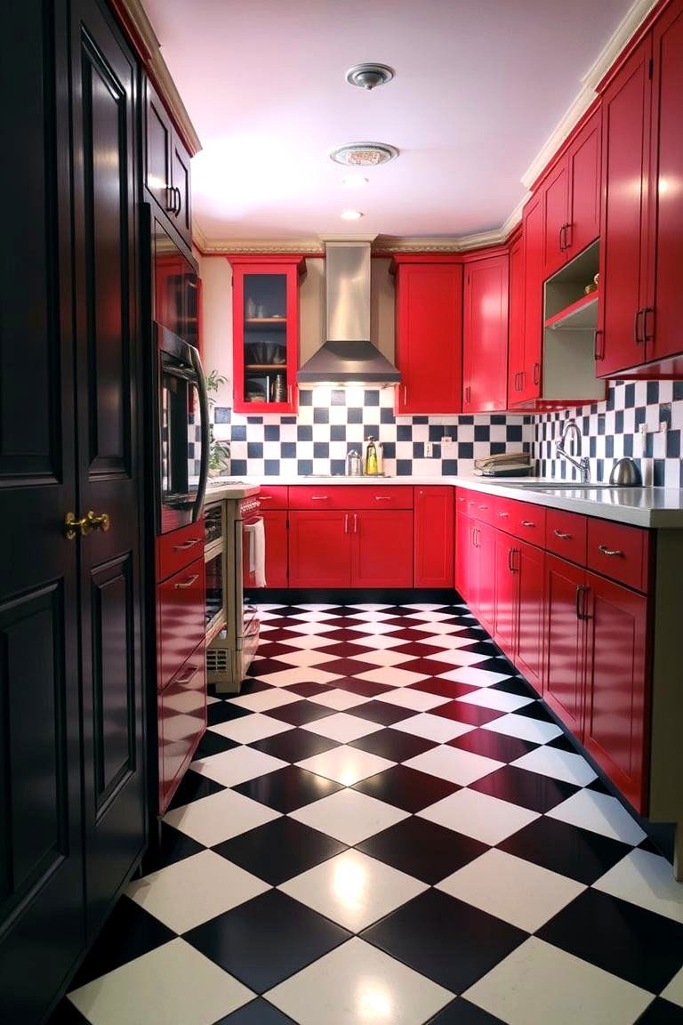 Checkerboard Flooring - 27 1980s Kitchen Ideas