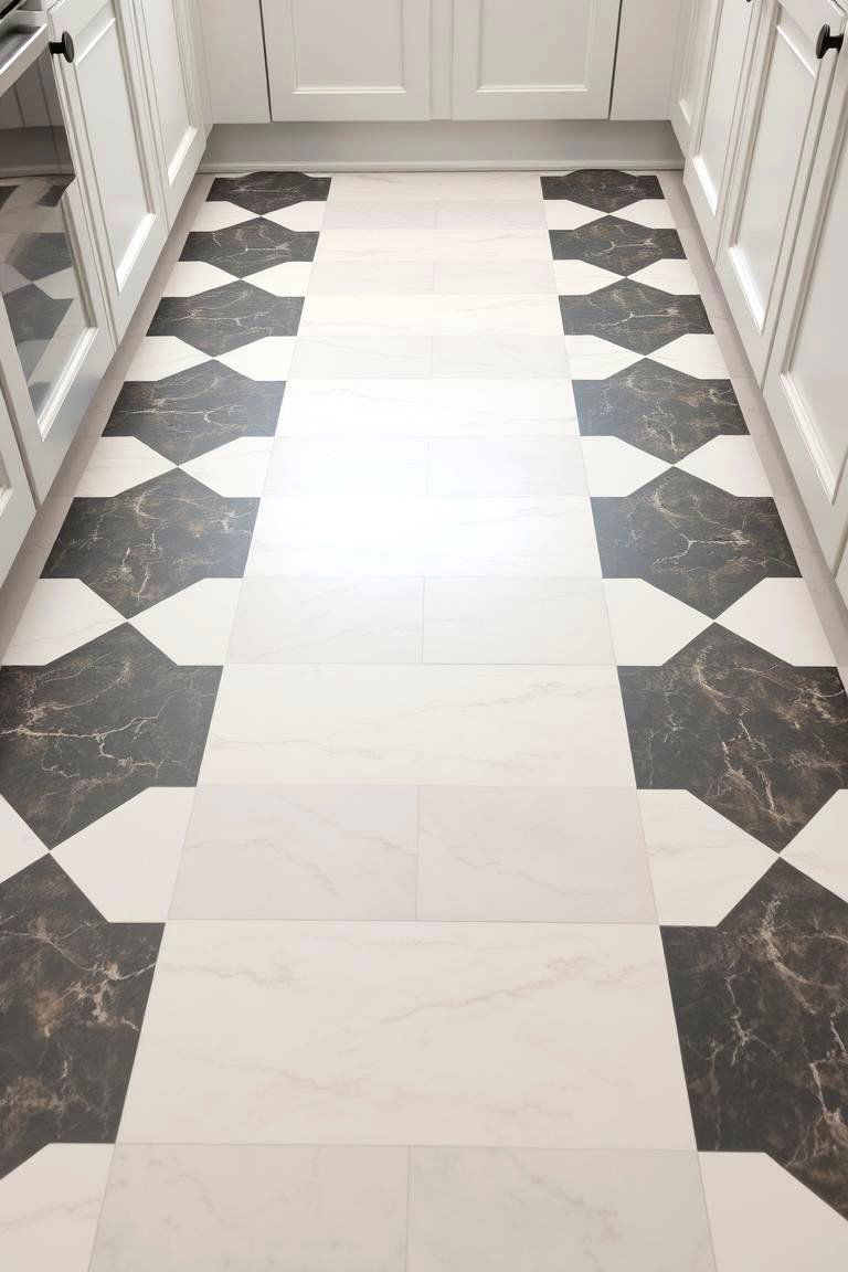 Checkerboard Marble Design - 24 Marble Kitchen Floor Ideas