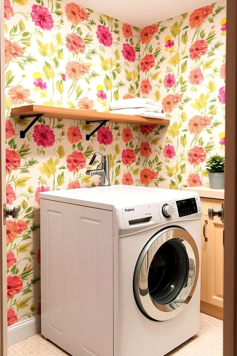 Cheerful Floral Prints - 24 Laundry Room Wallpaper Ideas