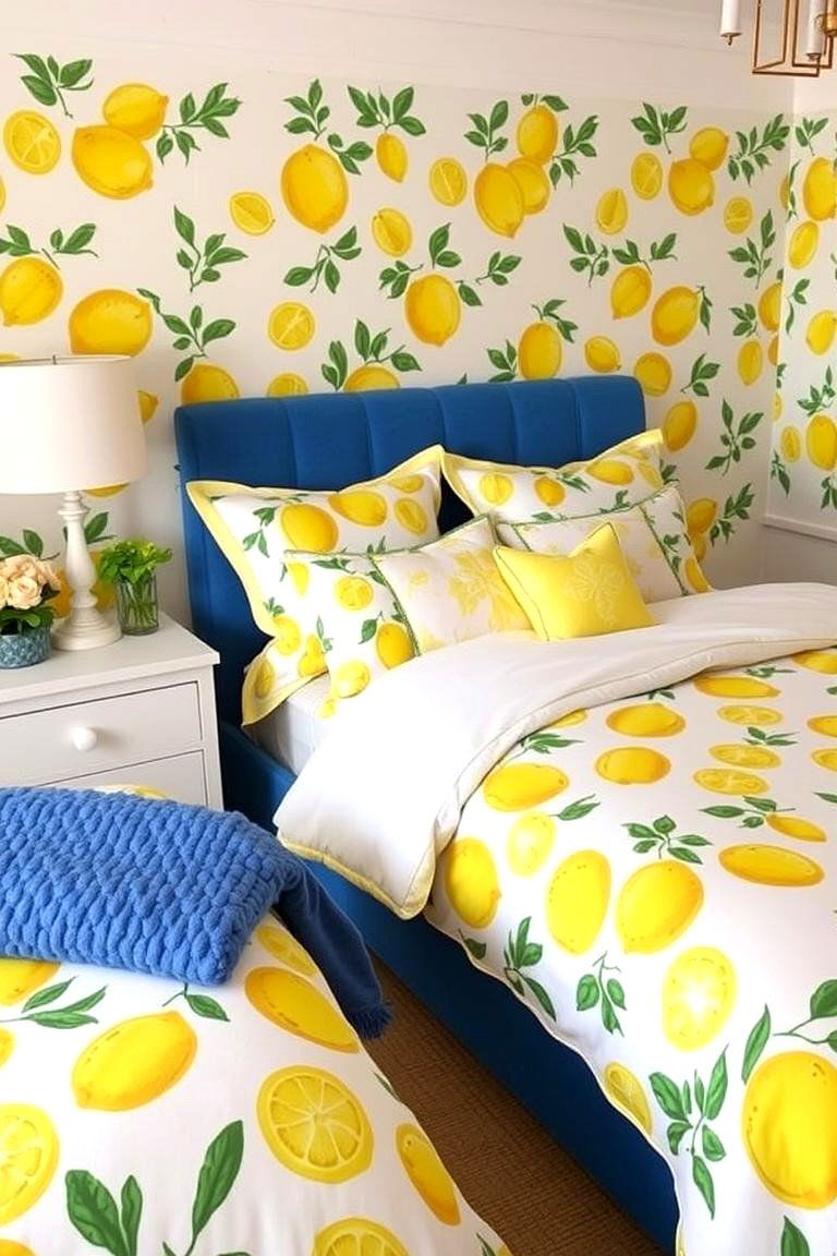 Cheerful Lemon Patterns - 24 Lemon Bedroom Ideas