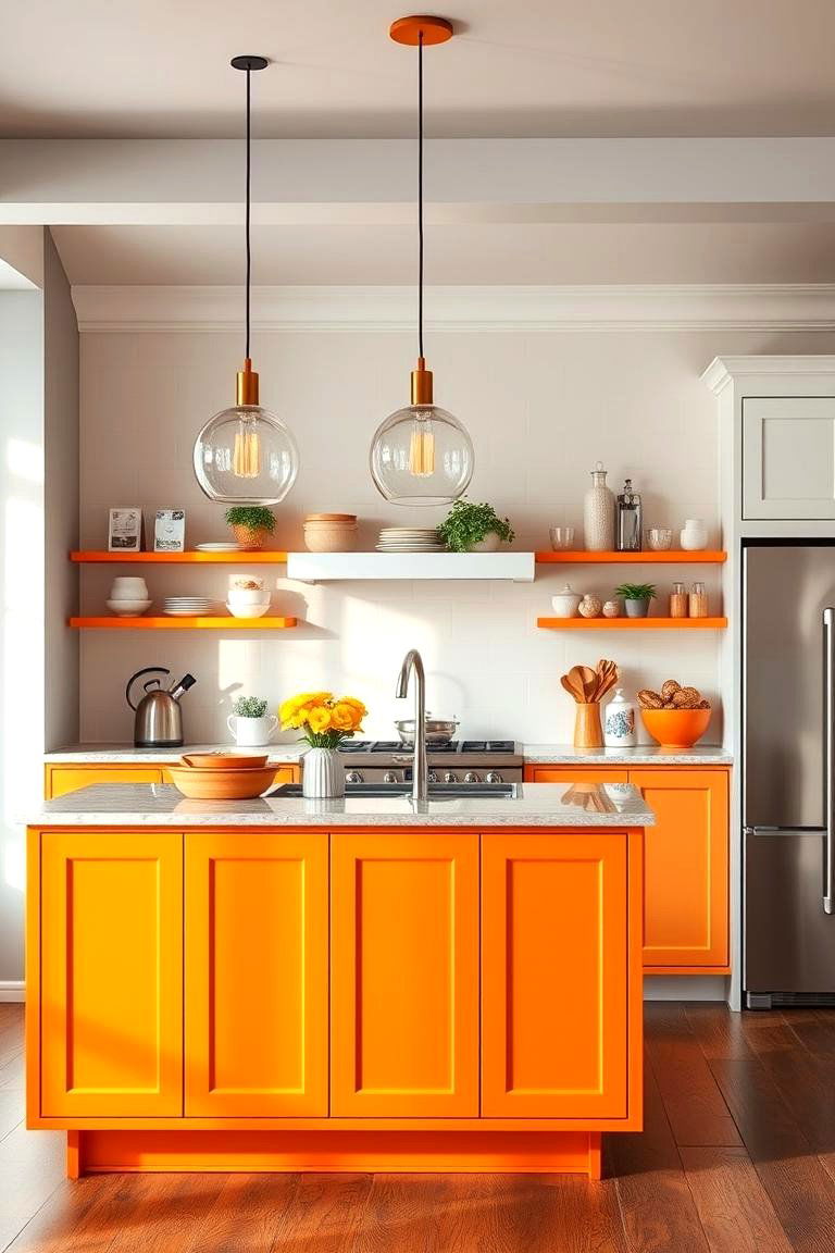 Cheerful Orange Zest - 24 Kitchen Island Color Ideas