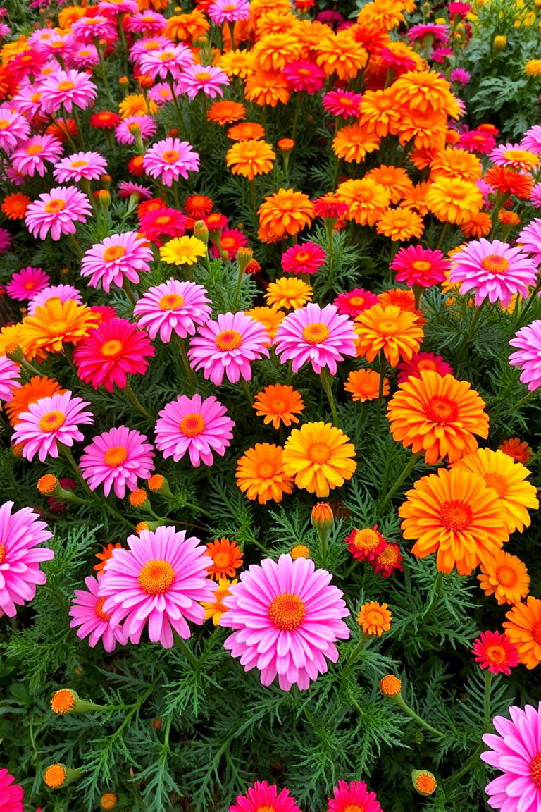 Cheerful Pink Marigold Mosaic - 24 Pink Garden Ideas