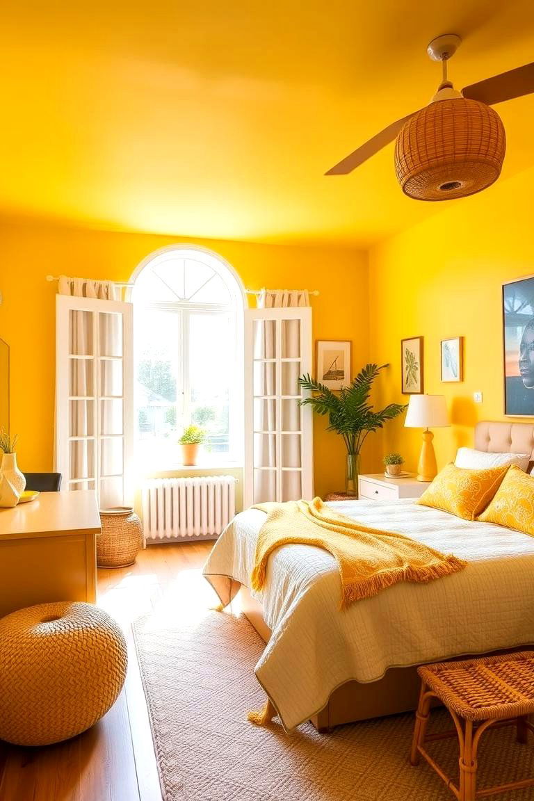 Cheerful Sunny Yellow Glow - 24 Bedroom Paint Colors