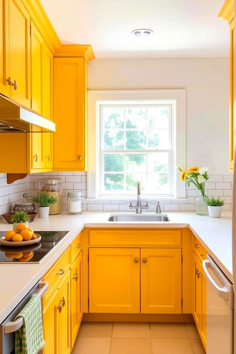 Cheerful and Sunny Yellows - 24 Painting Kitchen Cabinet Ideas
