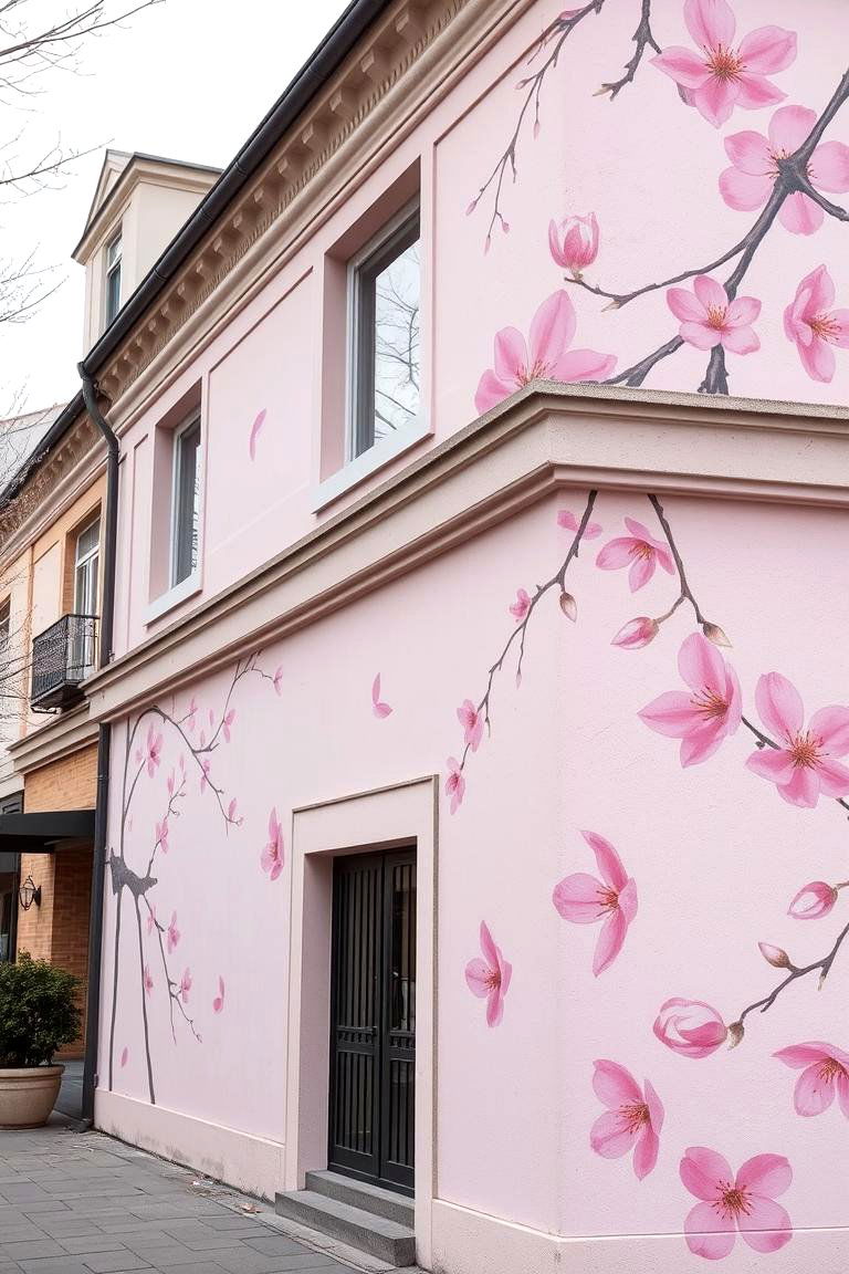 Cherry Blossom Whispers - 24 Flower Murals on Buildings