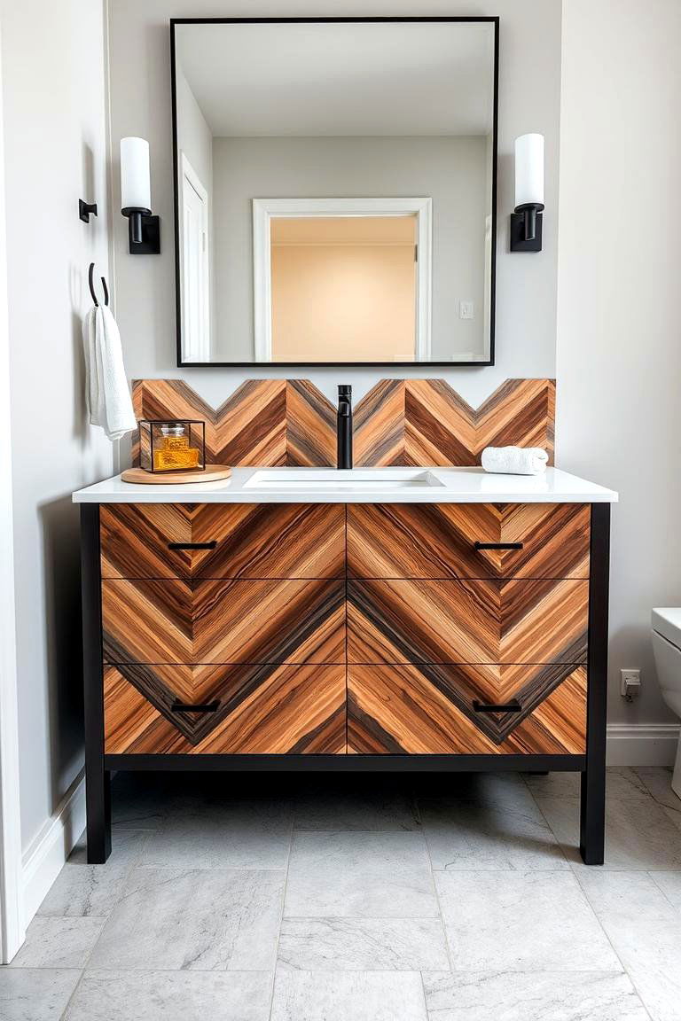 Chevron Pattern Wood Countertop - 24 Wood Countertop Ideas