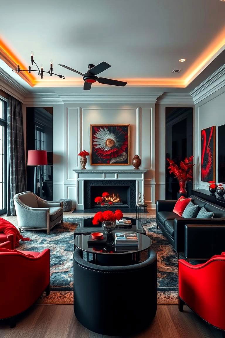 Chic Accents Modern Elegance in Black and Red - 24 Black and Red Living Room Ideas
