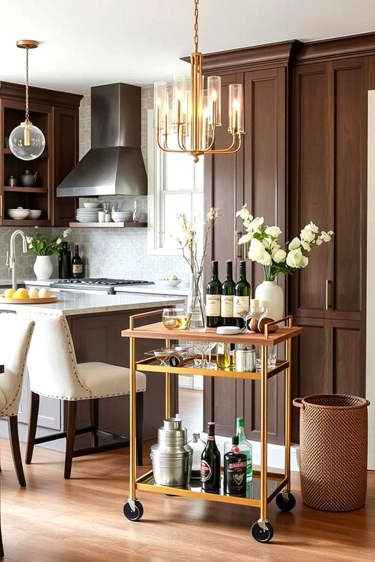 Chic Bar Cart Dining - 24 Eat in Kitchen Ideas