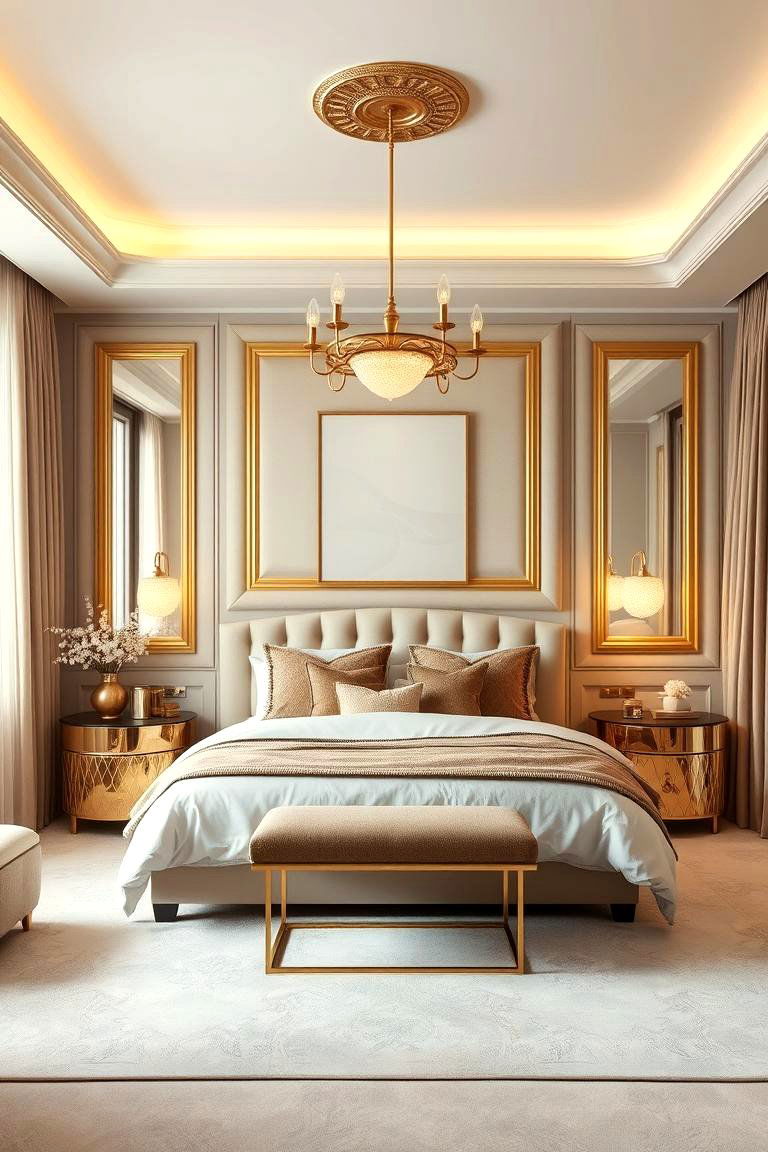 Chic Beige and Gold Accents - 24 Beige Bedroom Ideas