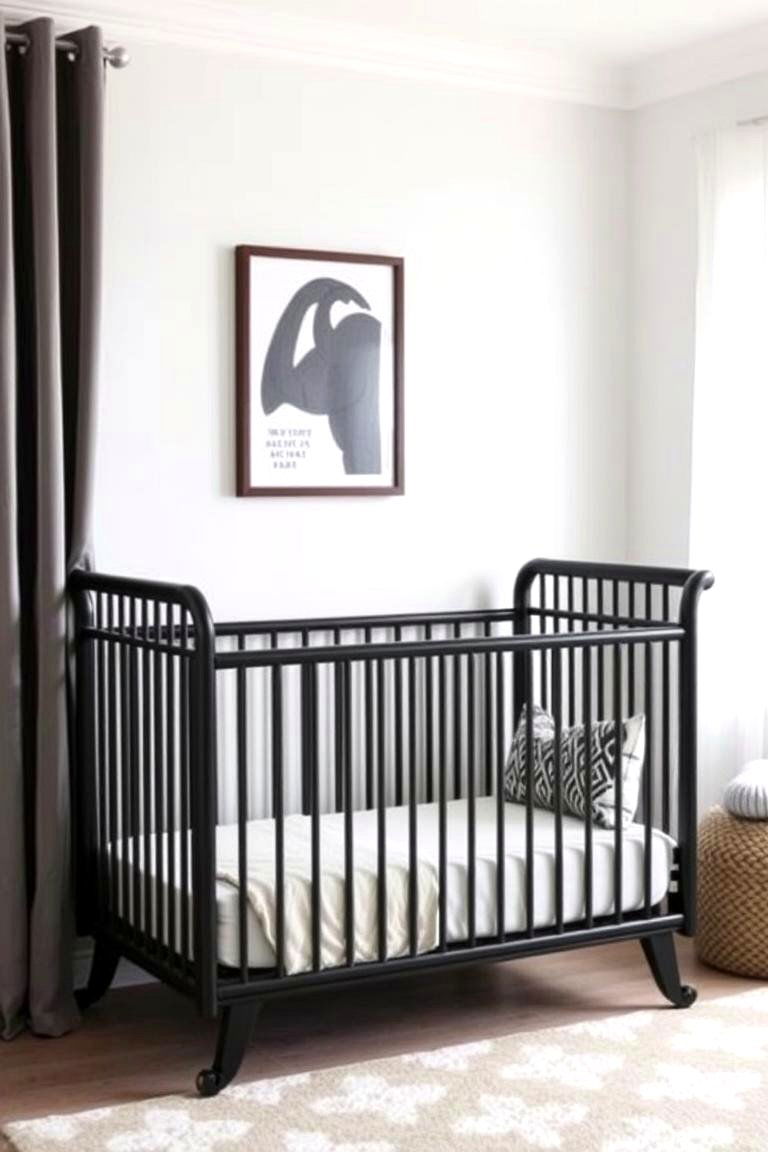 Chic Black Crib - 24 Black Nursery Ideas