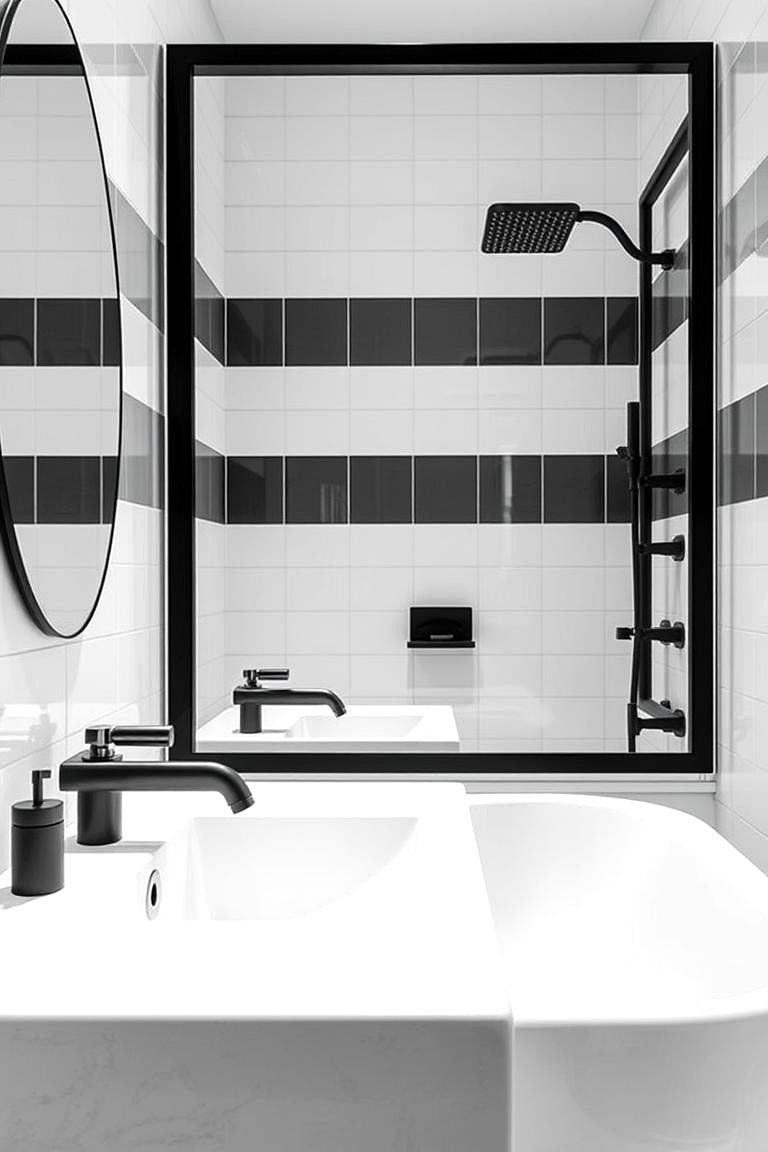 Chic Black Fixtures on White Surfaces - 24 Black and White Bathroom Ideas