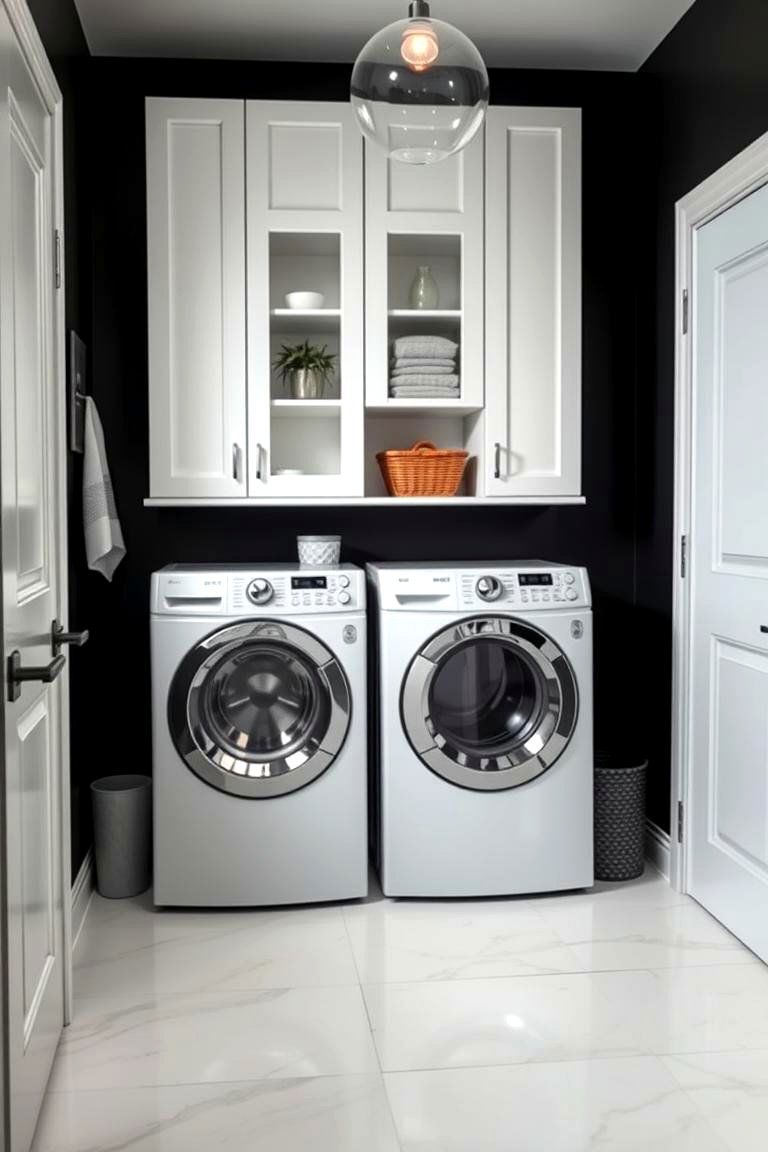 Chic Black Walls - 24 black laundry room ideas