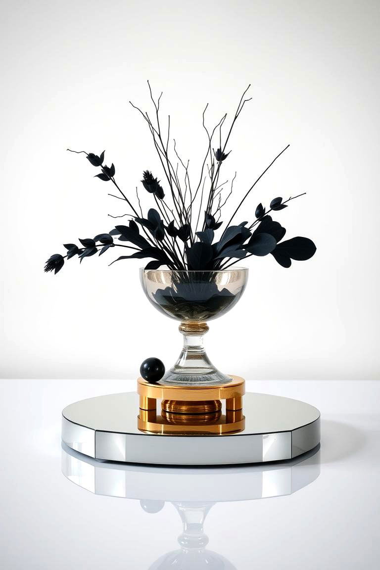 Chic Black and Gold Mirror Base Design - 24 Black and Gold Centerpiece Ideas