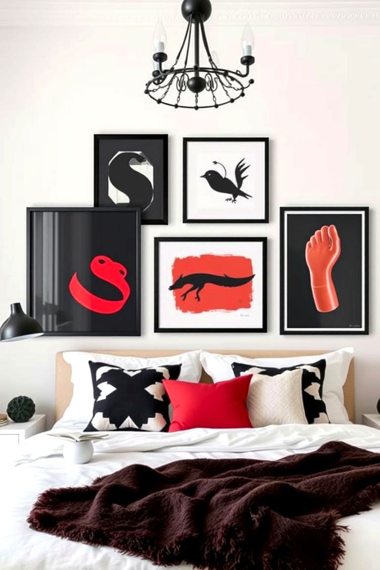 Chic Black and Red Art Displays - 24 Red and Black Bedroom Ideas