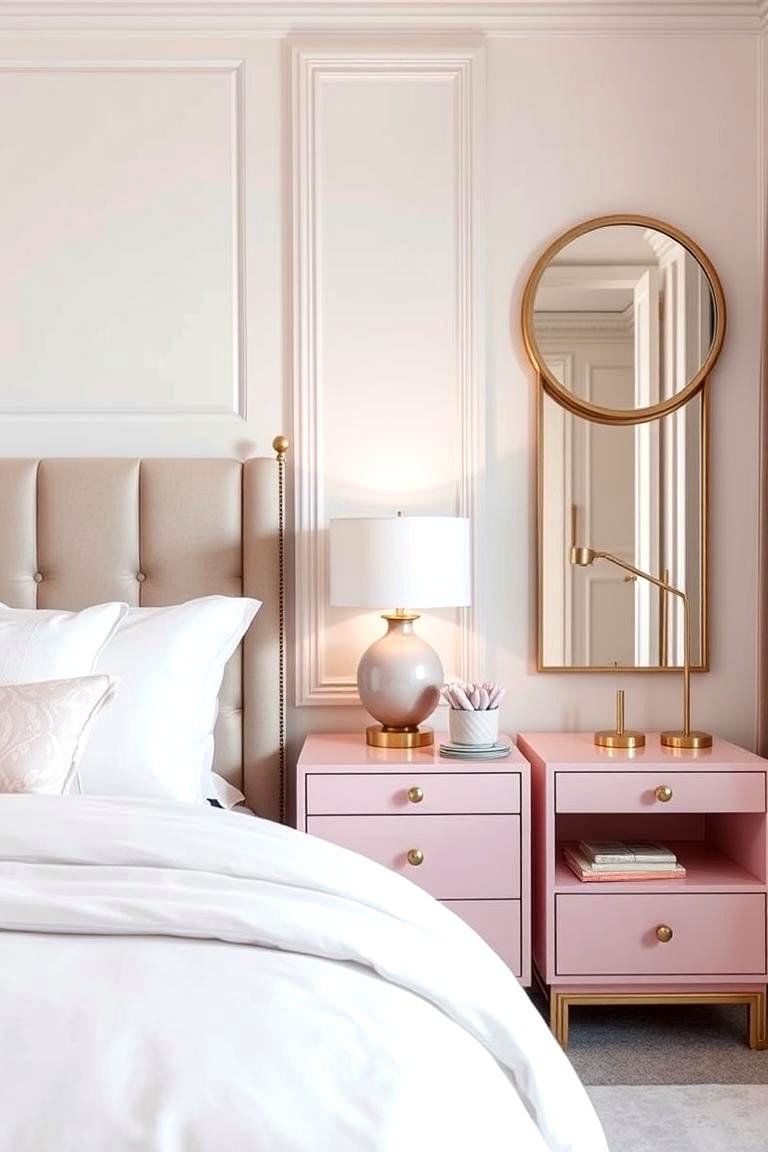 Chic Blush Nightstands - 24 Blush Pink Bedroom Ideas