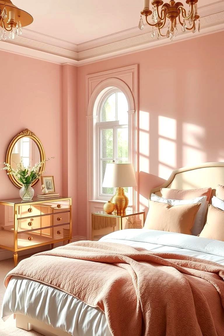 Chic Blush and Gold Combo - 24 Pink Bedroom Ideas