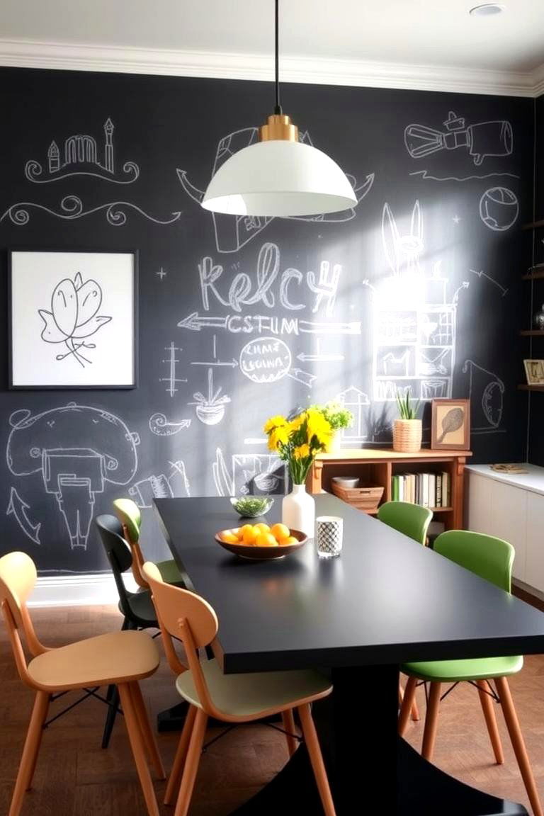 Chic Chalkboard Accent Wall - 24 Dining Room Accent Wall Ideas