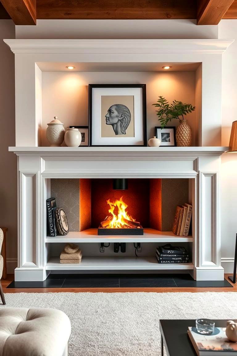 Chic Compact Fireplace with Shelving - 24 Small Living Room Fireplace Ideas