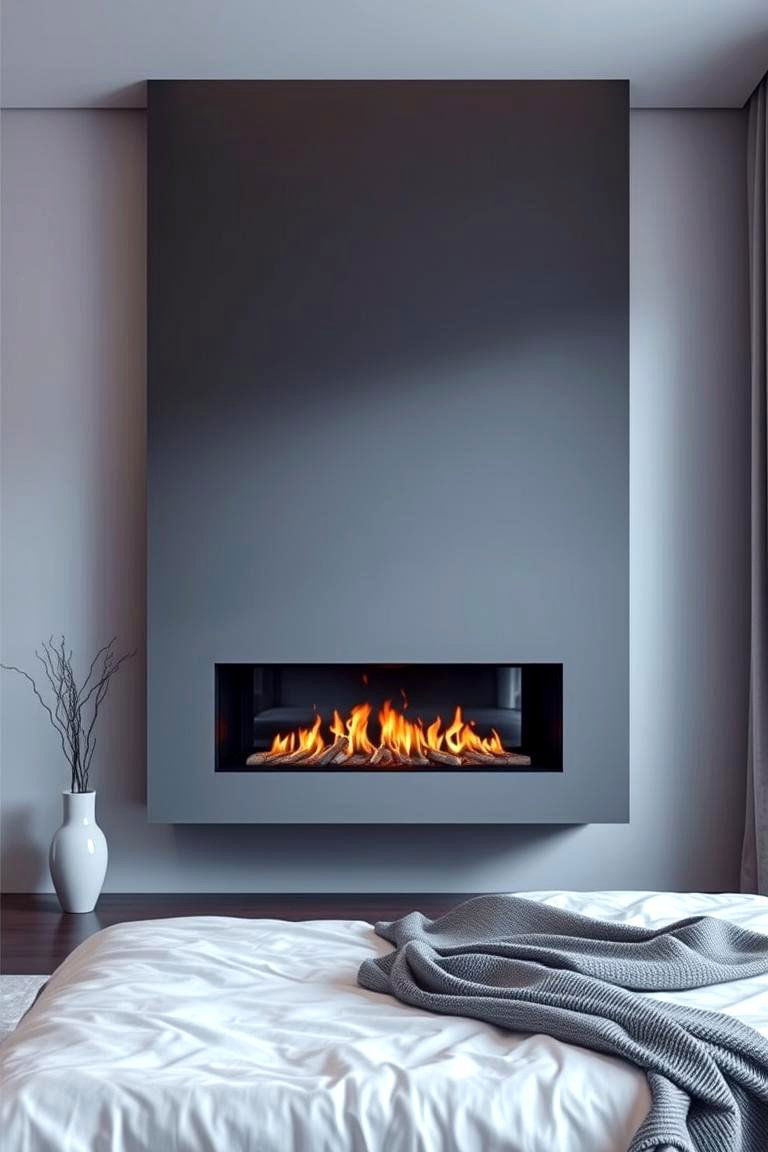 Chic Floating Fireplace Design - 24 Bedroom Fireplace Ideas
