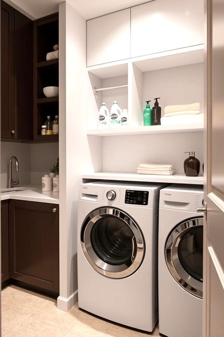 Chic Floating Niches - 24 Laundry Room Shelving Ideas
