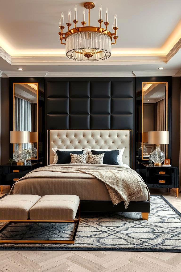 Chic Furniture Accents - 24 Black and Gold Bedroom Ideas