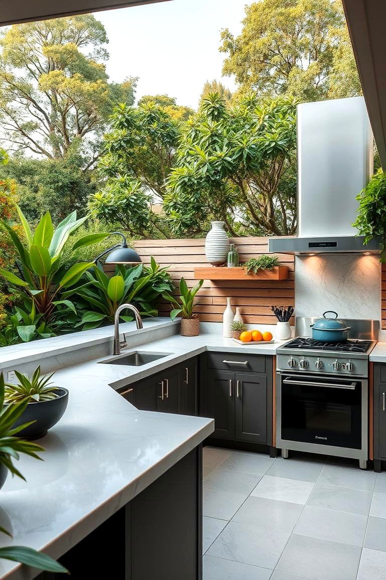 Chic Garden Kitchen - 24 Small Outdoor Kitchen Ideas