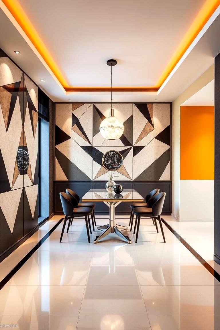 Chic Geometric Pattern Panels - 24 Dining Room Wall Paneling Ideas