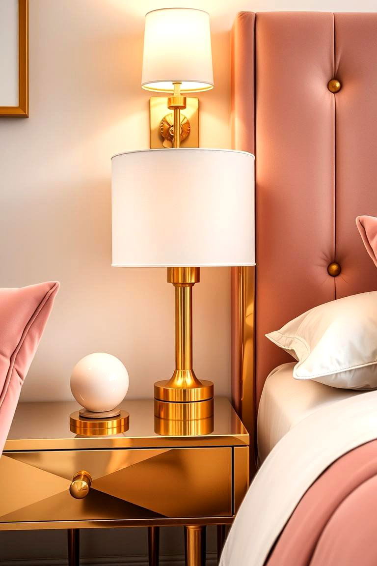 Chic Gold Bedside Tables - 24 Pink and Gold Bedroom Ideas