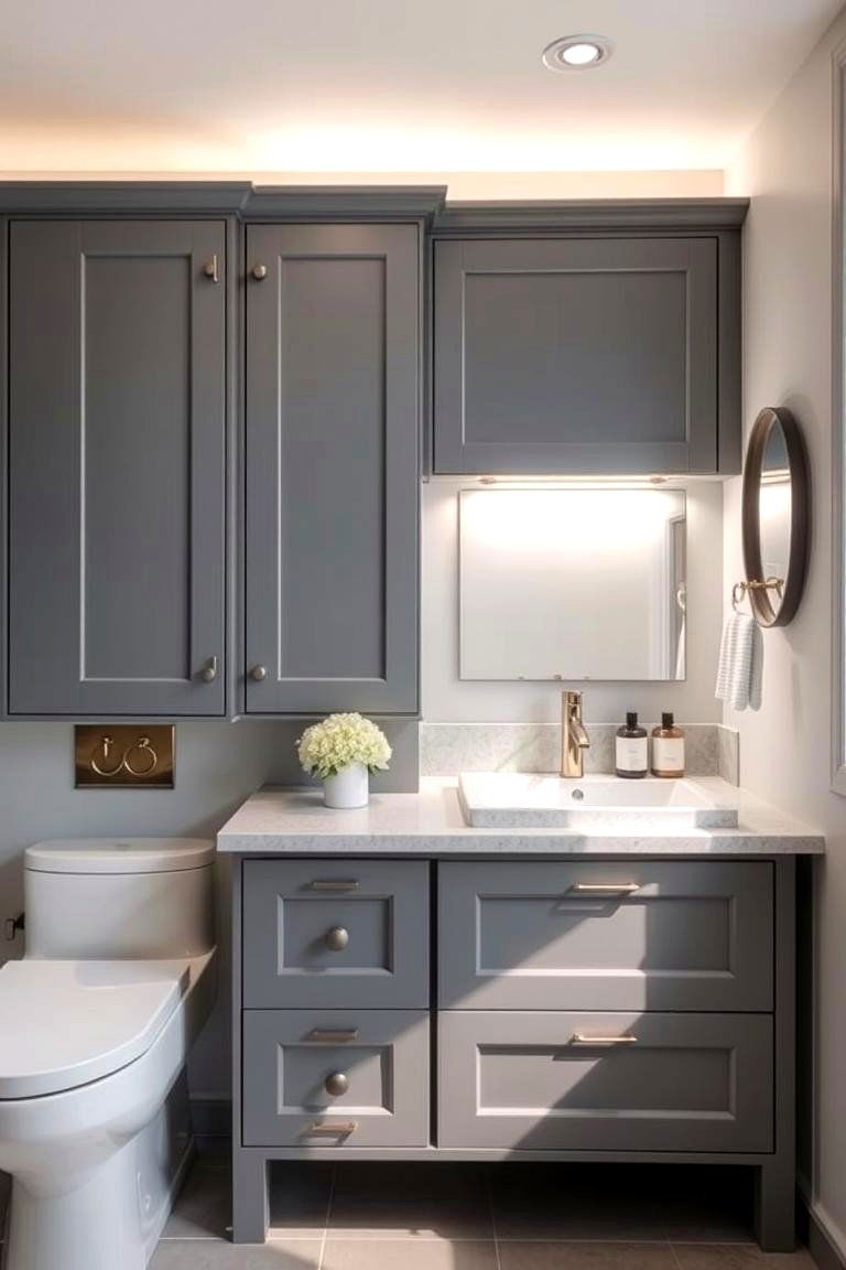 Chic Grey Vanity with Under Cabinet Lighting - 24 Grey Bathroom Vanity Design Ideas