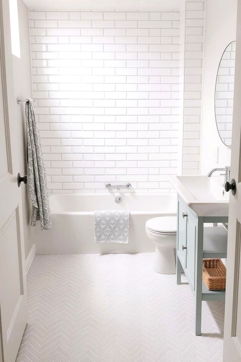 Chic Grey and White Patterned Floor Tiles - 24 Grey and White Bathroom Ideas