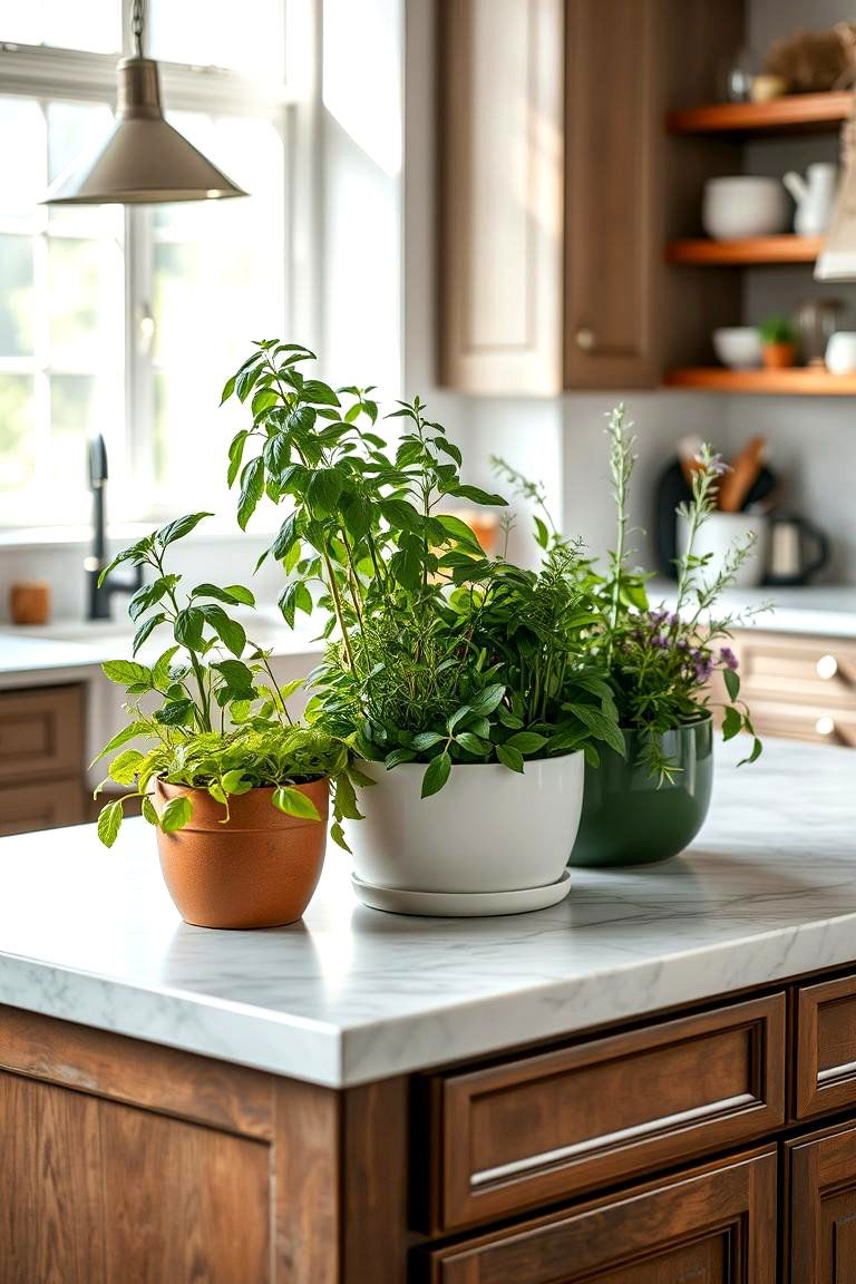 Chic Herb Garden Centerpiece - 24 Kitchen Island Centerpiece Ideas