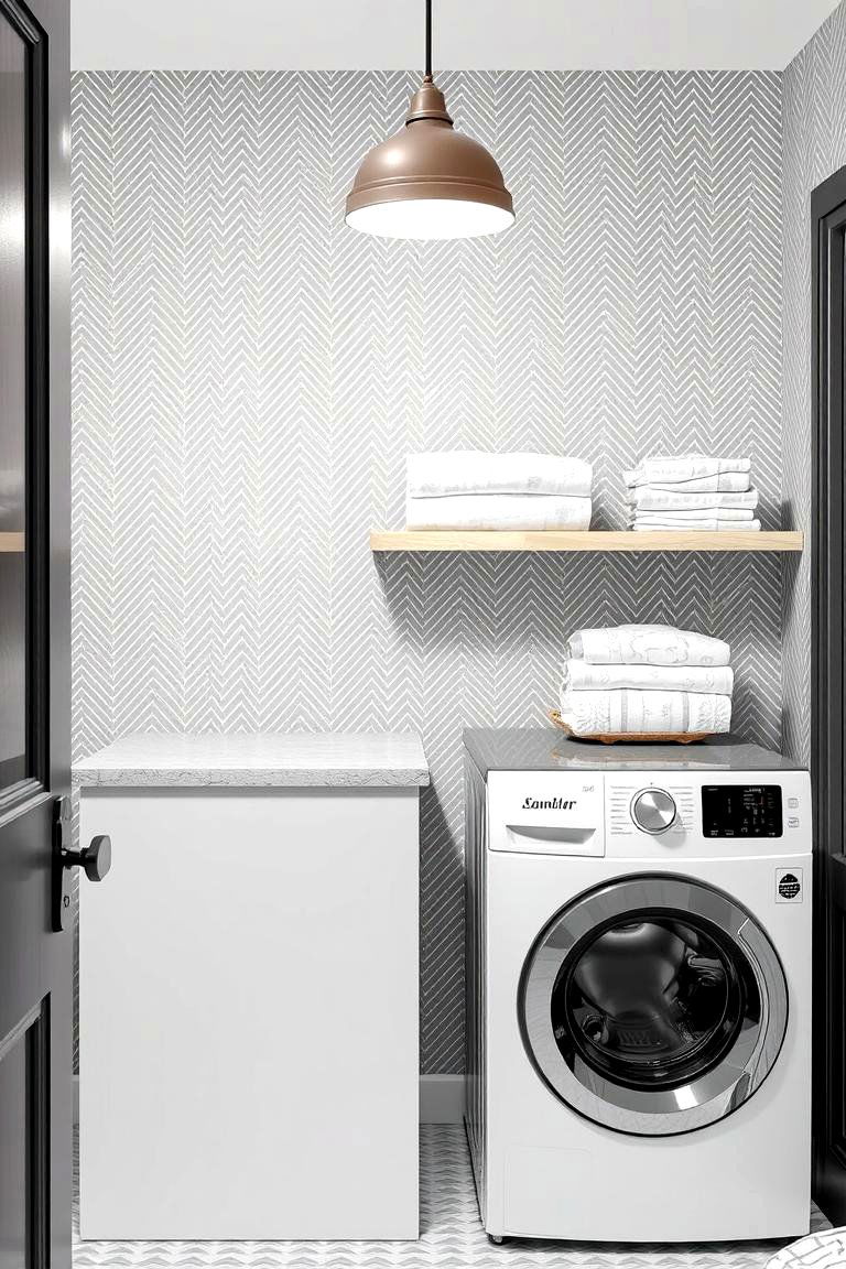 Chic Herringbone Patterns - 24 Laundry Room Wallpaper Ideas