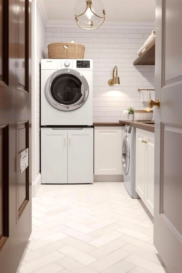 Chic Herringbone Tile Layout - 24 Laundry Room Tile Ideas
