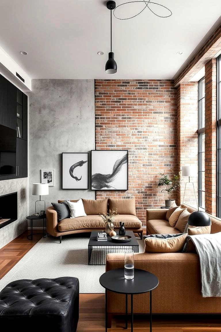 Chic Industrial Fusion - 24 Black and Beige Living Room Ideas