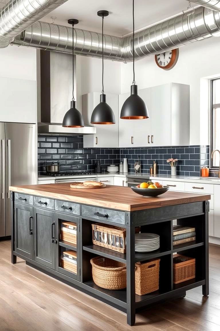 Chic Industrial Island - 24 Small Kitchen Island Ideas