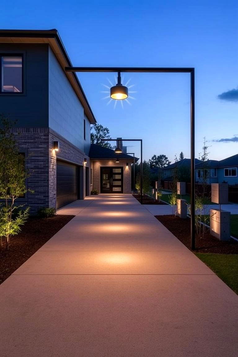 Chic Industrial Style Fixtures - 24 Driveway Lighting Ideas