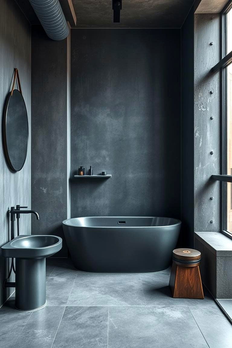 Chic Industrial Touch - 24 Blue and Gray Bathroom Ideas