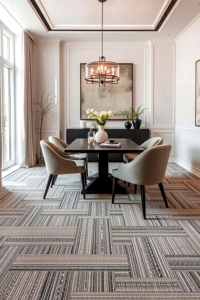 Chic Layered Textures - 24 Carpeted Dining Room Ideas