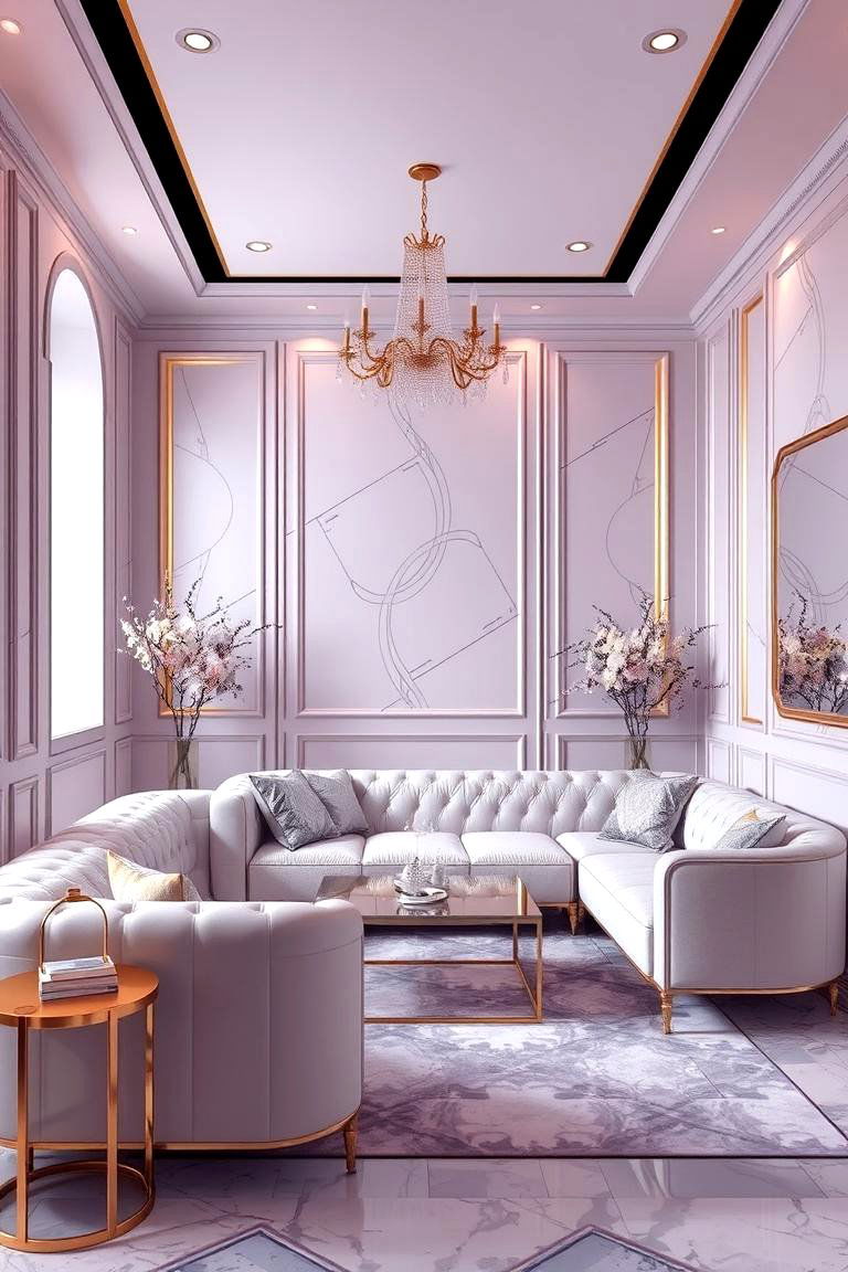 Chic Lilac with Metallic Touches - 24 Lilac Bedroom Ideas