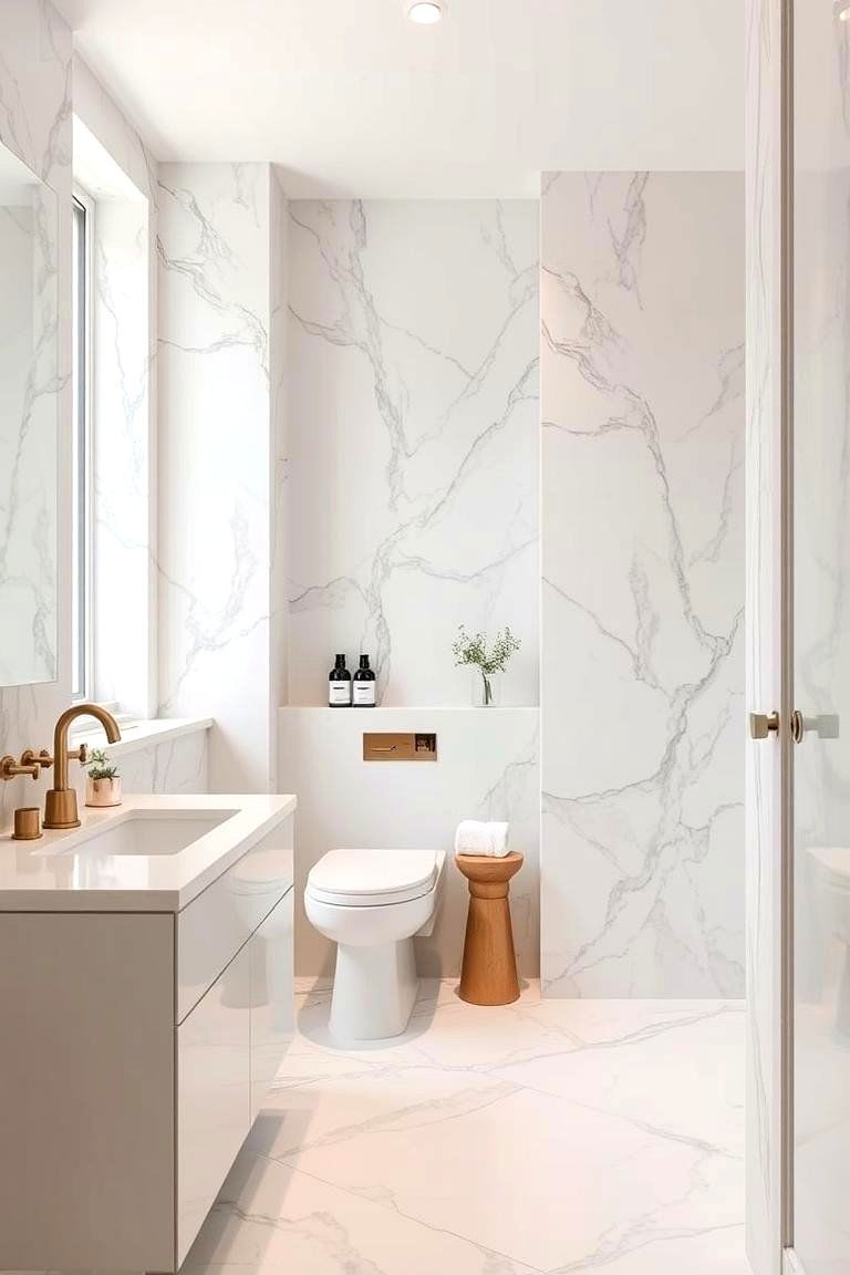 Chic Marble Accents - 24 Beige and White Bathroom Ideas
